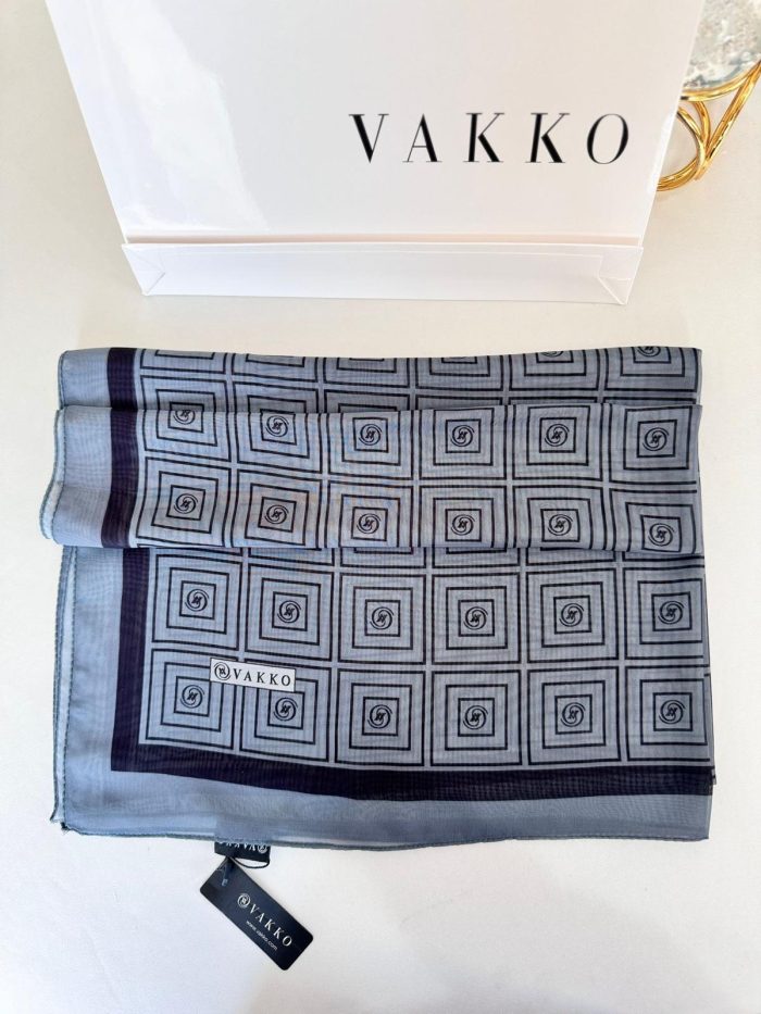 Vakko İpeksi Kare Desen Şal 61019 - Antrasit