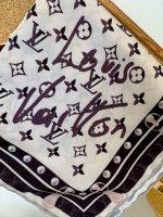 Louis Vuitton İmzalı Twill İpeksi Eşarp 491492 - Lavanta