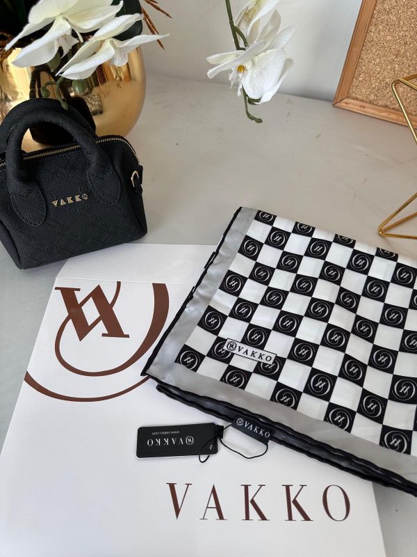 Vakko Dama Desen Twill Eşarp 614421 – Siyah