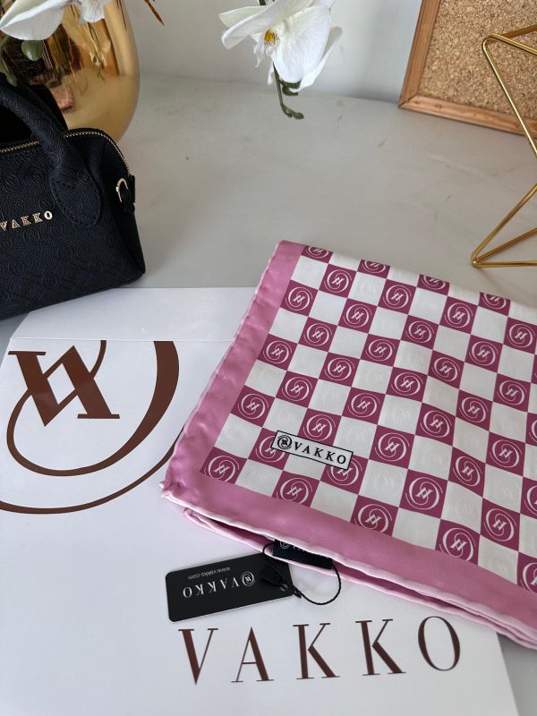 Vakko Dama Desen Twill Eşarp 614421 – Pembe