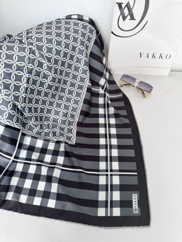 Ekose Desen Vakko Twill Eşarp 77005 – Siyah