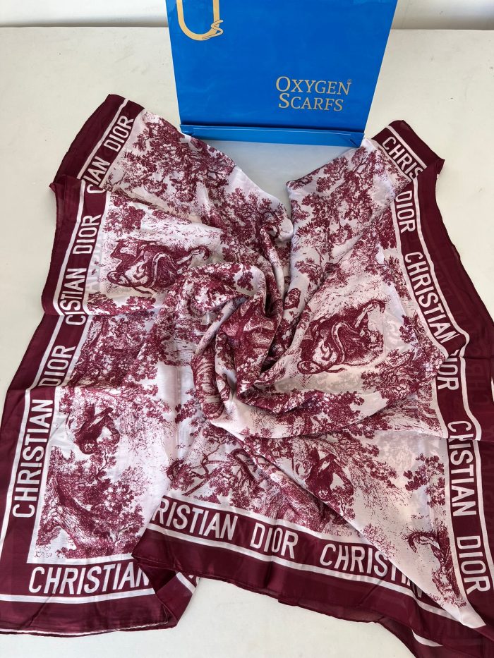 Dior İthal Vual İpek Şal 014461 - Bordo