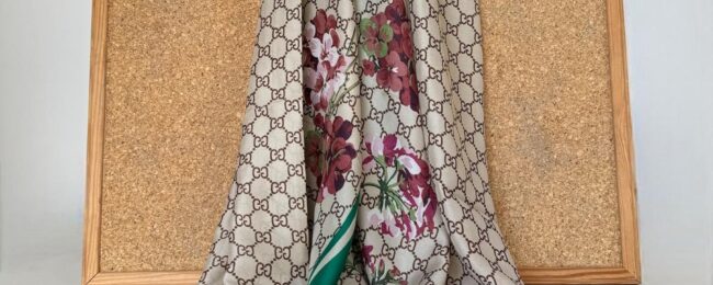 Gucci Monogram İthal Vual İpek Şal 014461 - Yeşil