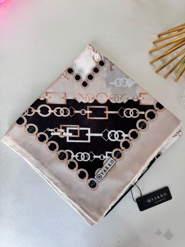 Vakko Zincir Desen Soft Eşarp 610146 – Latte