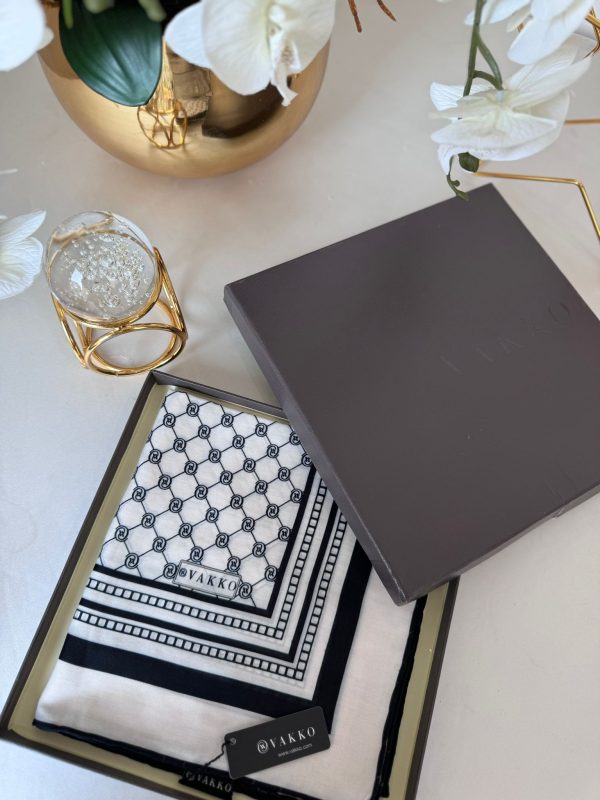 Vakko Desen Pamuk Soft Eşarp – Ekru