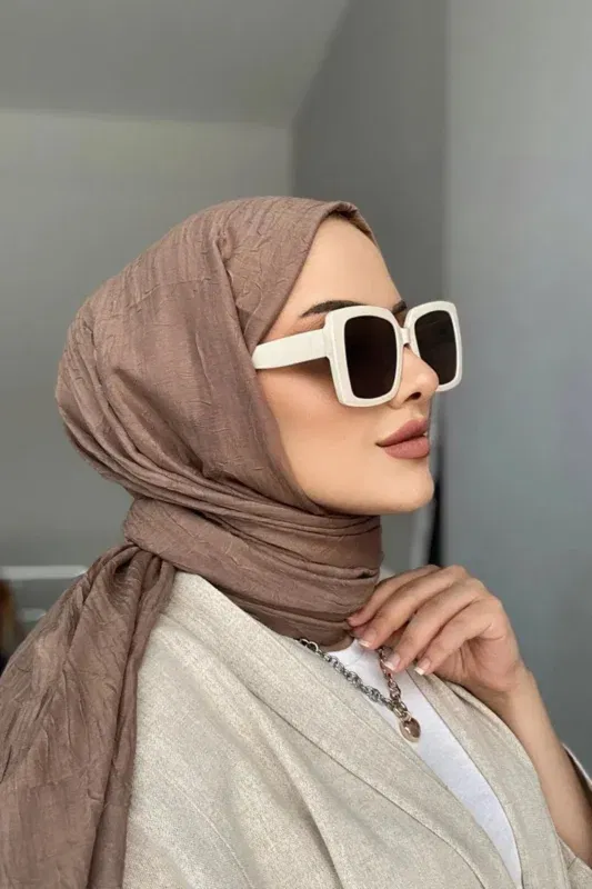 Organic Scarfs Bambu Kraş Şal Modeli – Ten