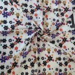 yaz çiçek deseni pamuk soft eşarp 05122000 - Ekru haki