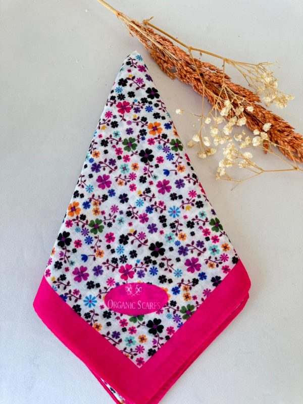 minik çiçek desen pamuk soft eşarp 28031986- Fuşya
