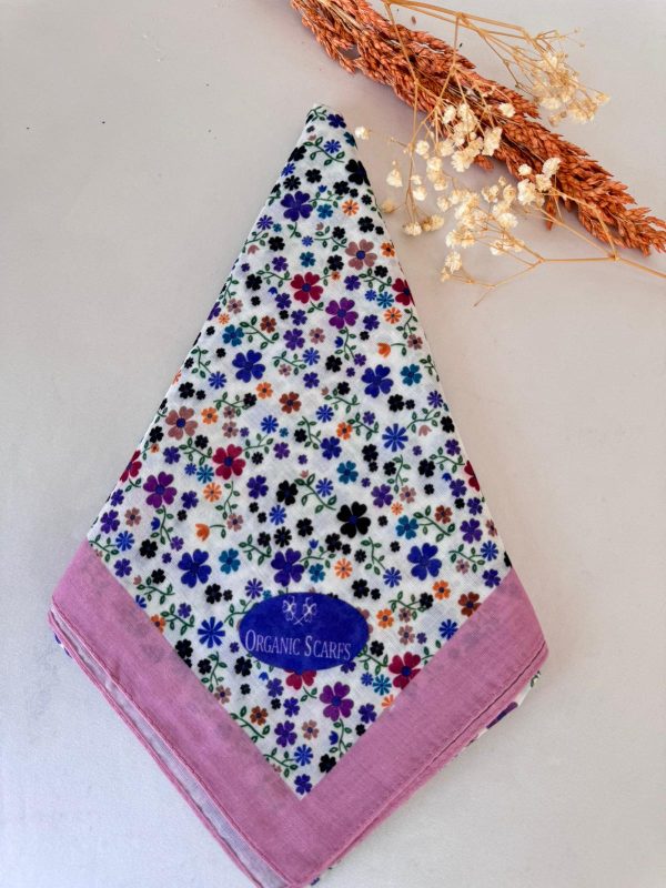 minik çiçek desen pamuk soft eşarp 28031986- Pudra