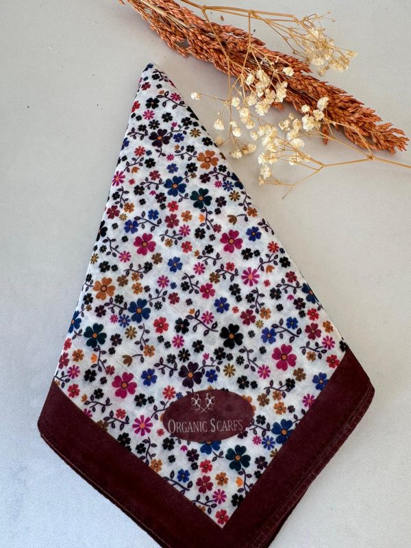 minik çiçek desen pamuk soft eşarp 28031986- Kahverengi