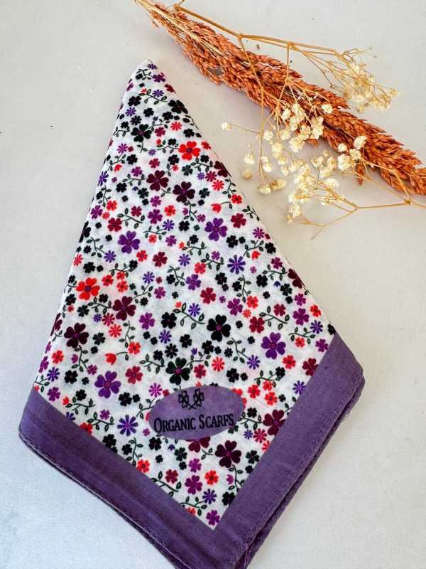 minik çiçek desen pamuk soft eşarp 28031986- Mürdüm
