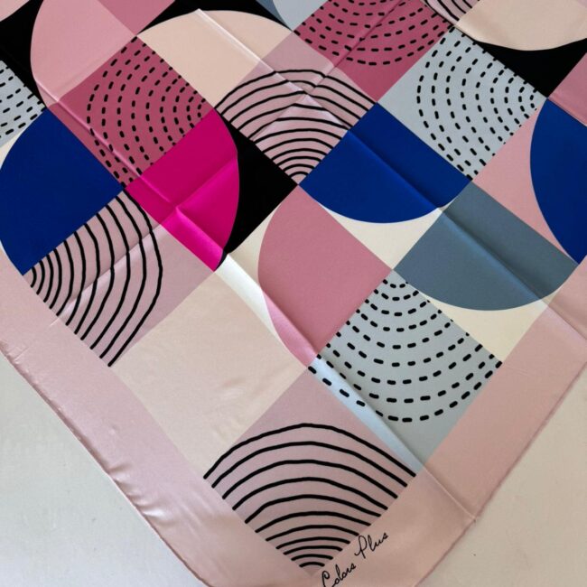 COLOR PLUS OVAL DESEN  %100 İPEK 280398 - Pudra lacivert