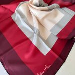 COLOR PLUS KARE DESEN %100 İPEK EŞARP 19011998 - Bordo
