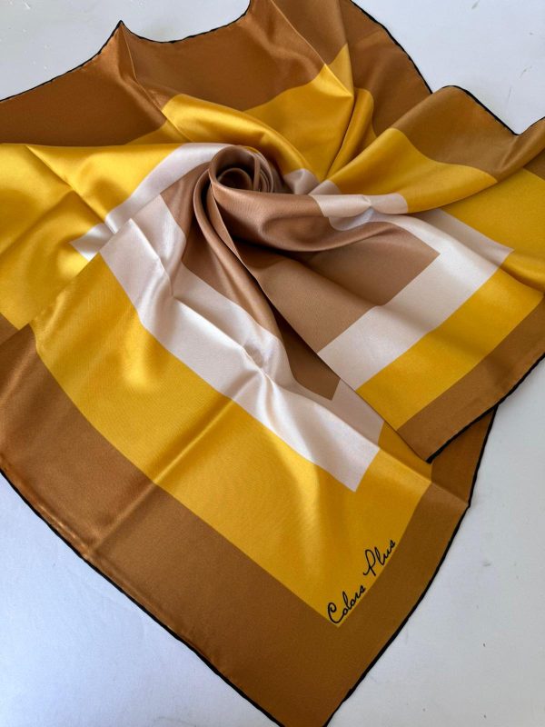 COLOR PLUS KARE DESEN %100 İPEK EŞARP 19011998 – Hardal