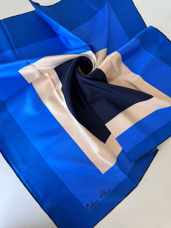 COLOR PLUS KARE DESEN %100 İPEK EŞARP 19011998 – Saks