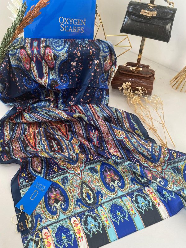 Etro Desen Vual İpek Şal 74839 – Lacivert
