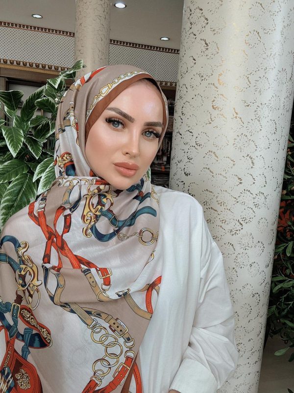 Hermes Zincir Desen Pamuk Soft Şal 61532 – Kahve
