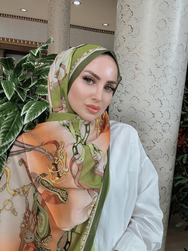 Hermes Zincir Desen Pamuk Soft Şal 61532 – Fıstık