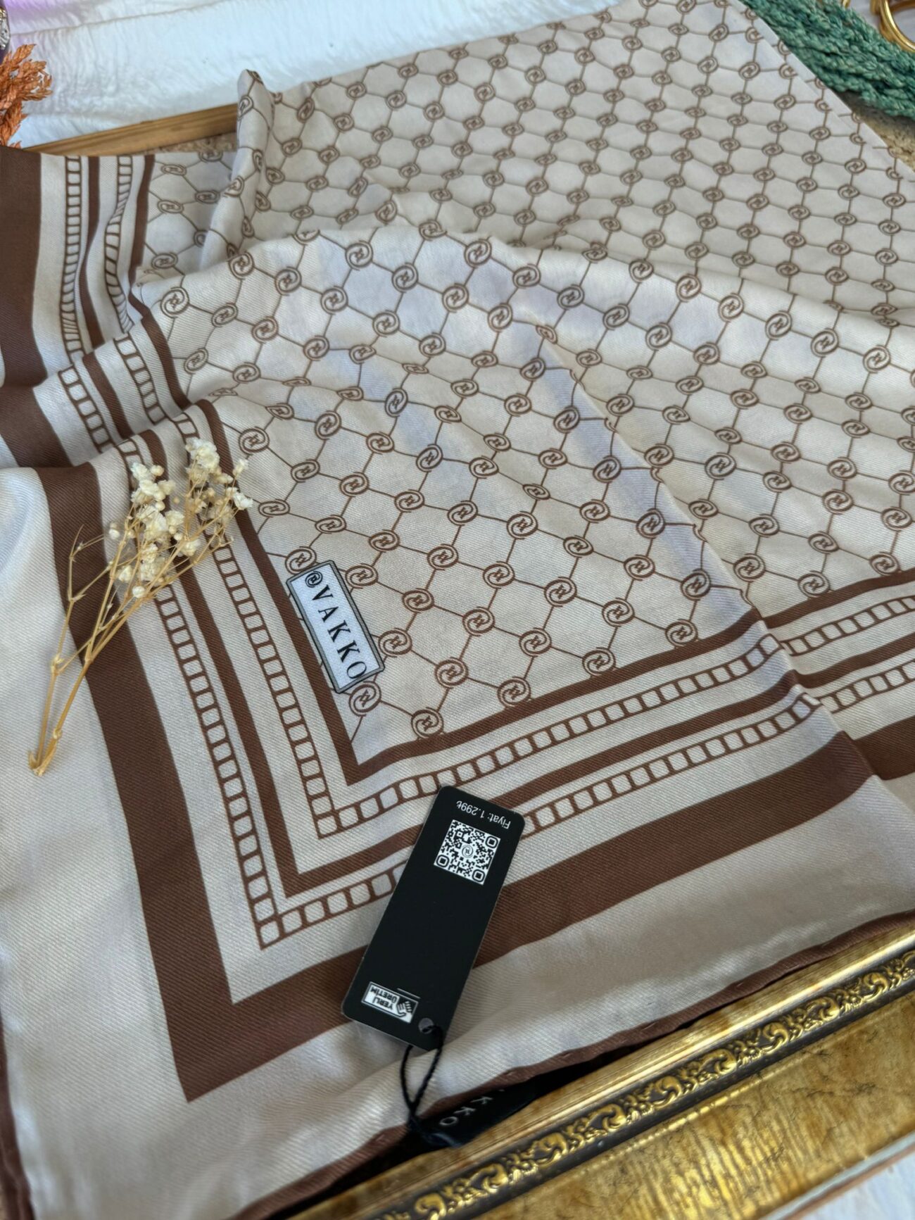 Vakko Desen Pamuk Soft Eşarp - Camel