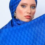 Qoza Desen İpeksi Jakar Şal - İndigo