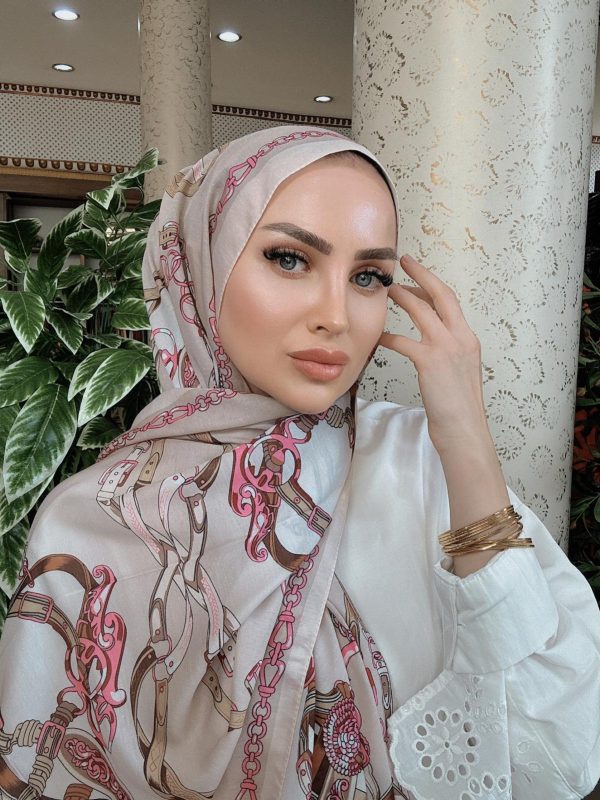 Hermes Zincir Desen Pamuk Soft Şal 61532 – Bej