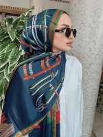 HERMES  DESEN İTHAL VUAL İPEK ŞAL 15801- MAVİ