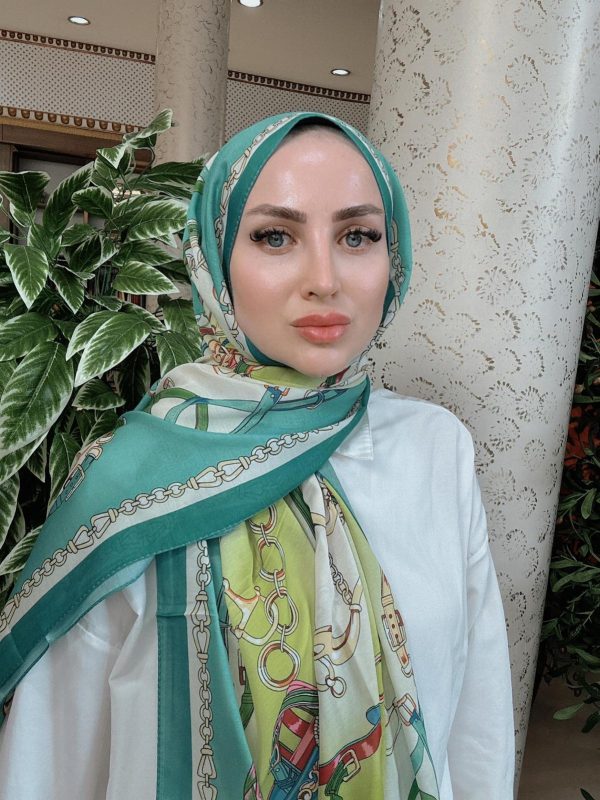 Hermes Zincir Desen Pamuk Soft Şal 61532 – Turkuaz