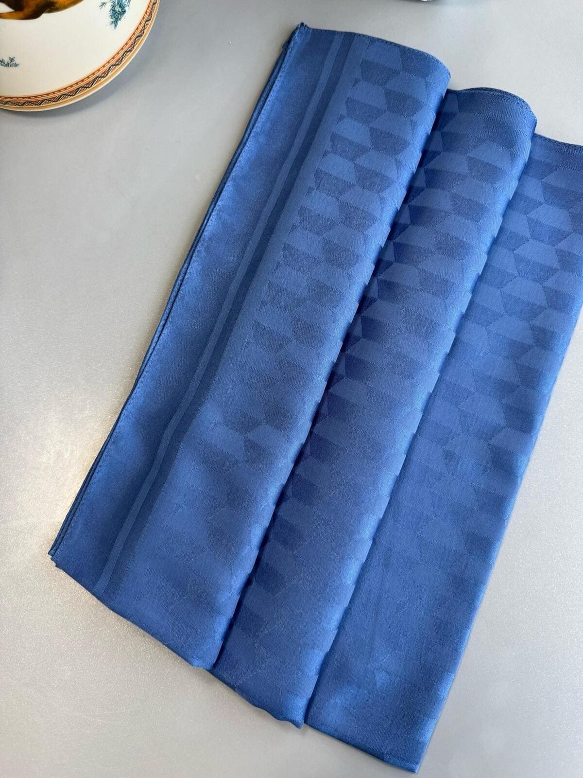 Qoza Desen İpeksi Jakar Şal - İndigo - Görsel 6