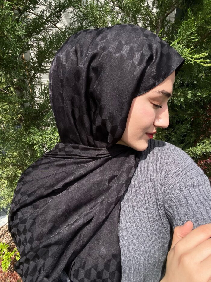Qoza Desen İpeksi Jakar Şal - Siyah - Görsel 3