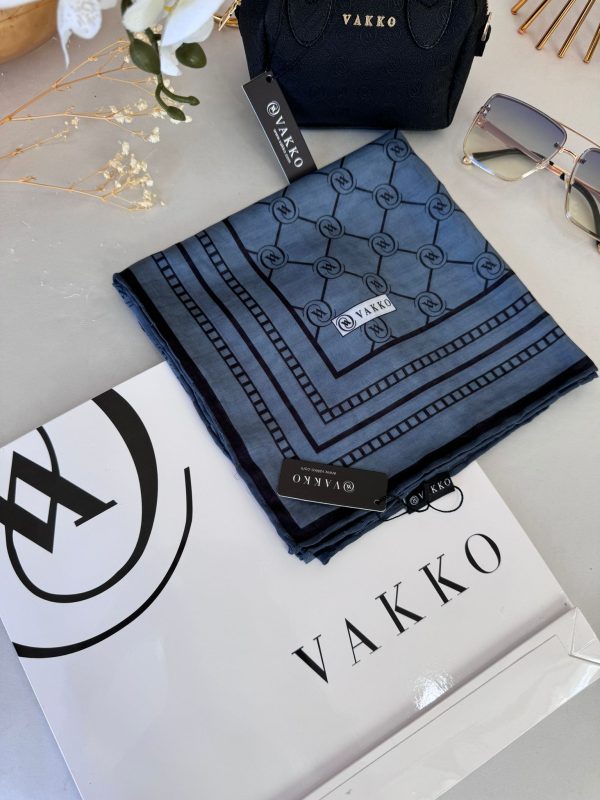 Vakko Monogram Desen Pamuk Soft Eşarp 21510 – Antrasit