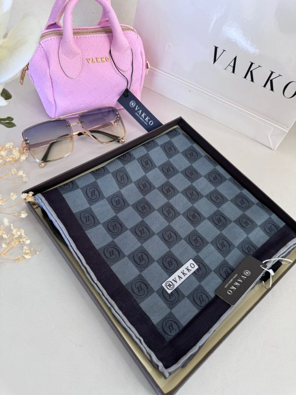 Vakko Dama Desen Pamuk Soft Eşarp 63411 – Antrasit