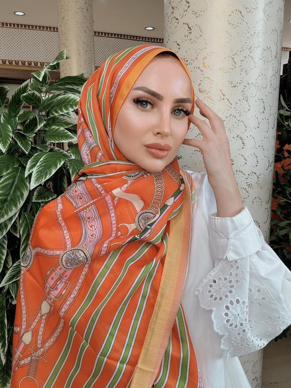 Hermes Kemer Desen Pamuk Soft Şal 61533 – Turuncu