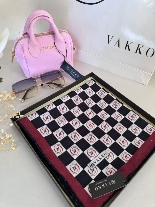 Vakko Dama Desen Pamuk Soft Eşarp 63411 – Bordo