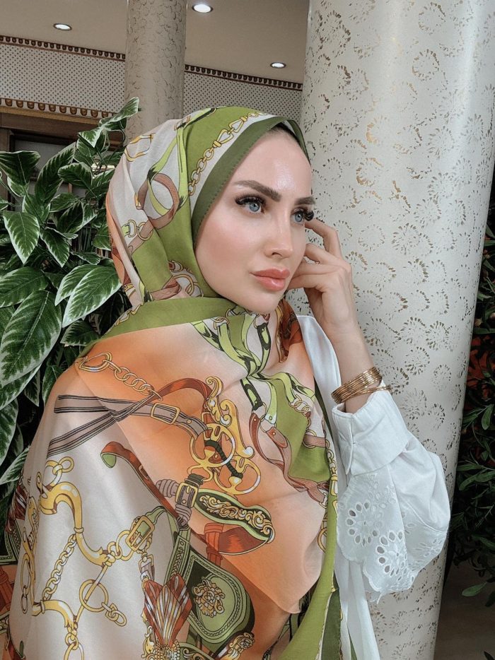 Hermes Zincir Desen Pamuk Soft Şal 61532 - Fıstık - Görsel 2