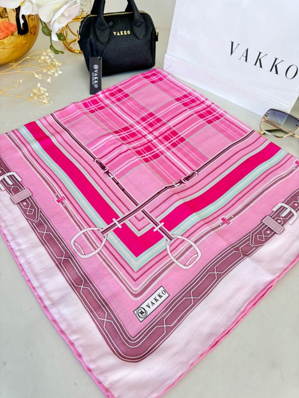 Vakko Ekose Desen Pamuk Soft Eşarp 68190 – Fuşya