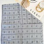Vakko Kare Desen Pamuk Soft Eşarp 610144 - Gri/Siyah