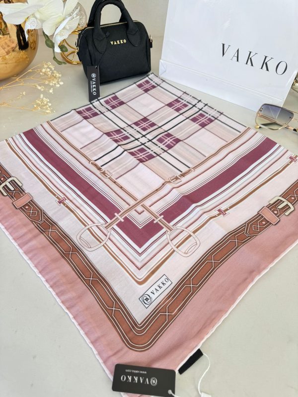 Vakko Ekose Desen Pamuk Soft Eşarp 68190 – Gül Kurusu