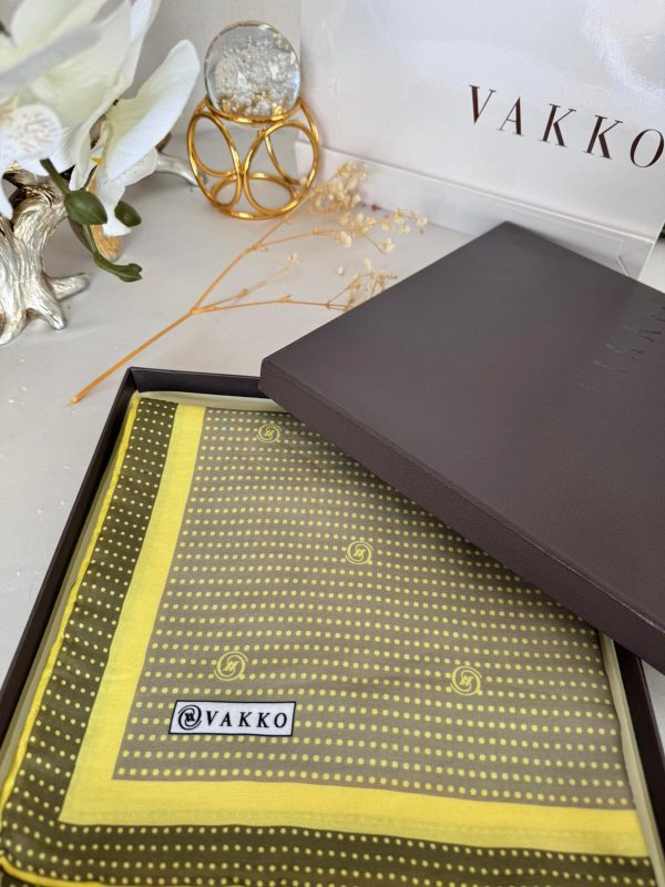 Vakko Puantiye Desen Pamuk Soft Eşarp 26489 – Haki