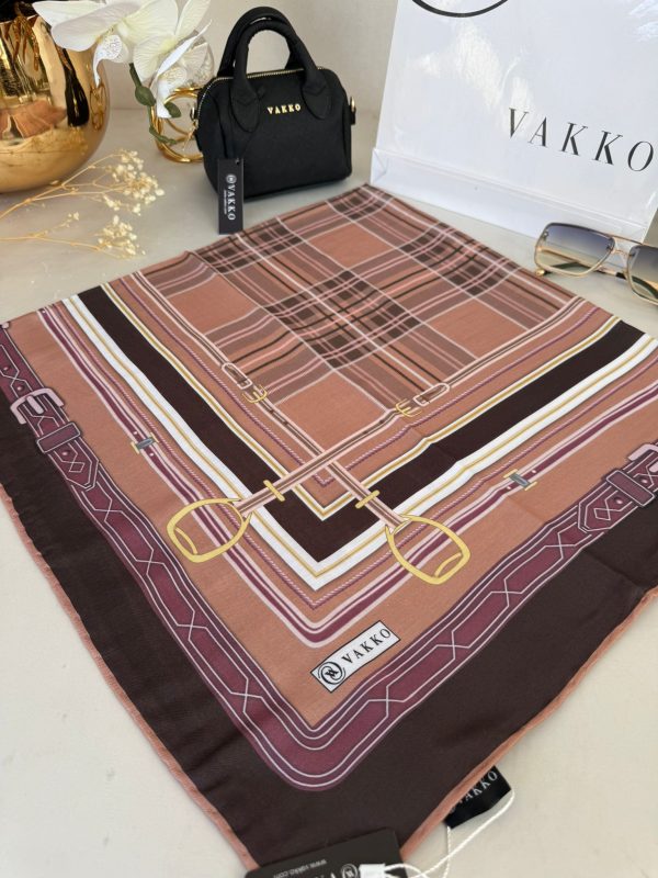 Vakko Ekose Desen Pamuk Soft Eşarp 68190 – Kahve