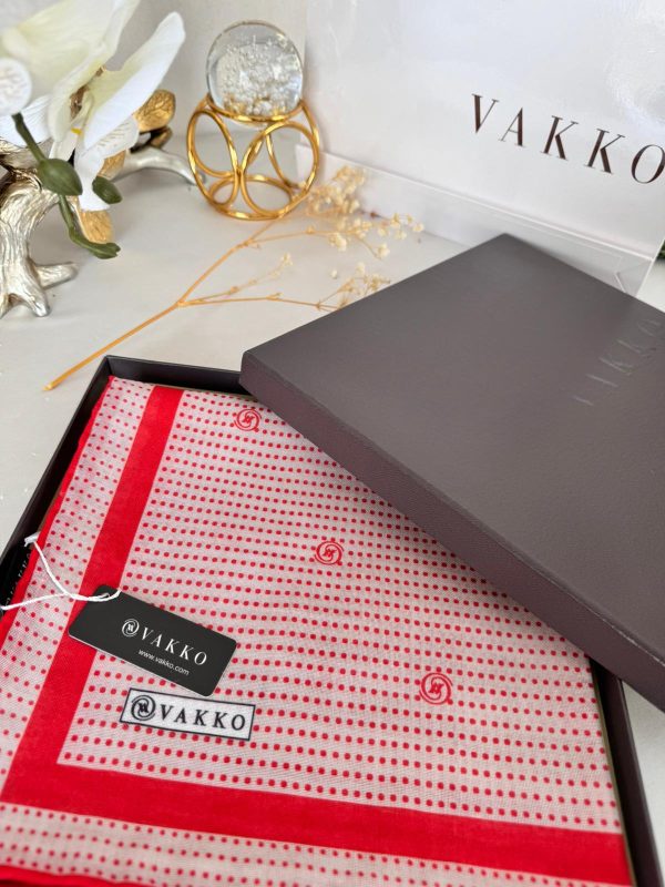 Vakko Puantiye Desen Pamuk Soft Eşarp 26489 – Kırmızı