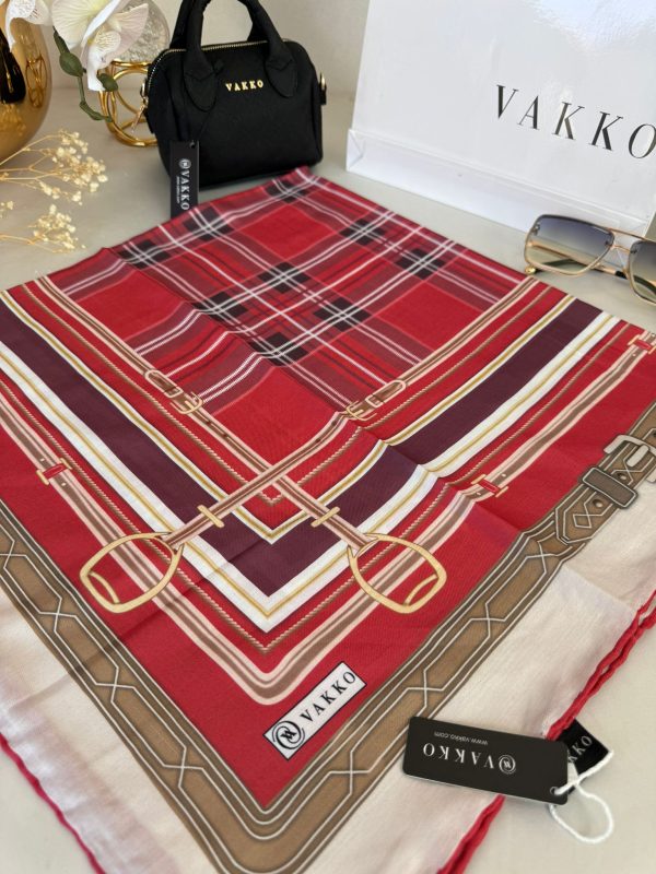 Vakko Ekose Desen Pamuk Soft Eşarp 68190 – Kırmızı