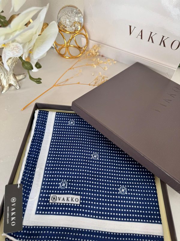 Vakko Puantiye Desen Pamuk Soft Eşarp 26489 – Lacivert