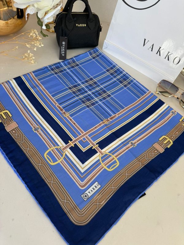 Vakko Ekose Desen Pamuk Soft Eşarp 68190 – Lacivert