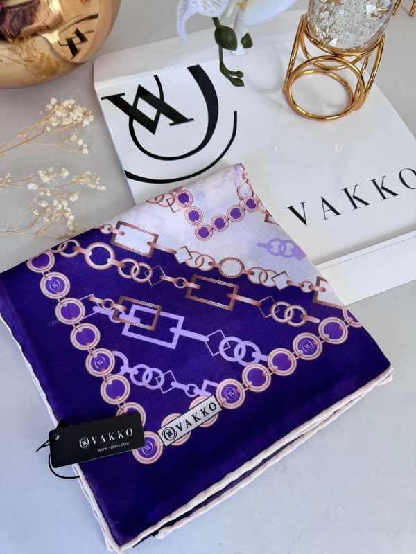 Vakko Zincir Desen Soft Eşarp 610146 – Mor