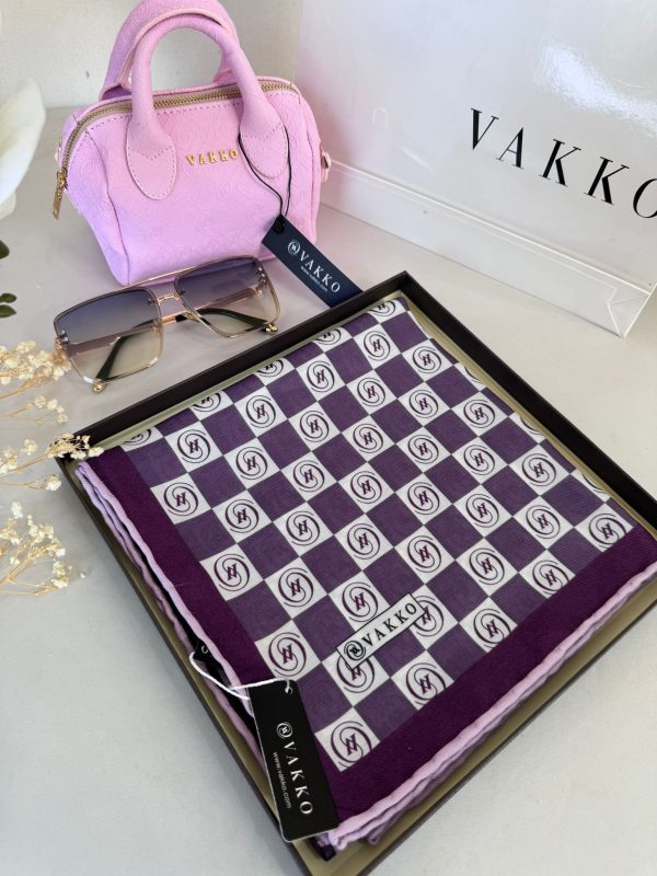 Vakko Dama Desen Pamuk Soft Eşarp 63411 – Mürdüm