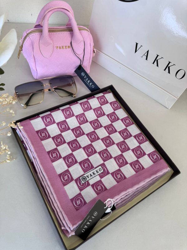 Vakko Dama Desen Pamuk Soft Eşarp 63411 – Pudra