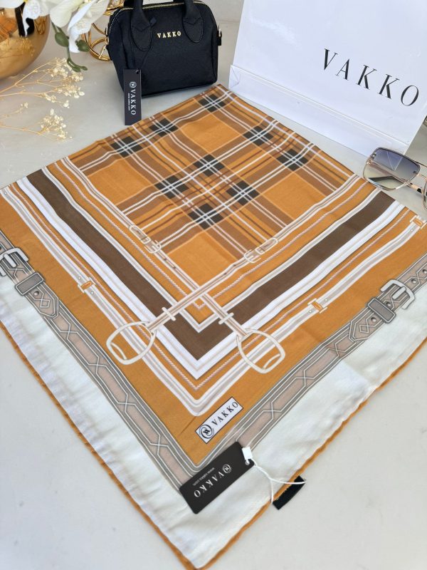 Vakko Ekose Desen Pamuk Soft Eşarp 68190 – Safran