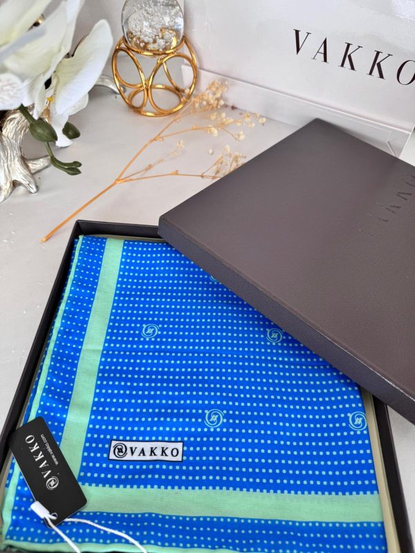 Vakko Puantiye Desen Pamuk Soft Eşarp 26489 – Saks