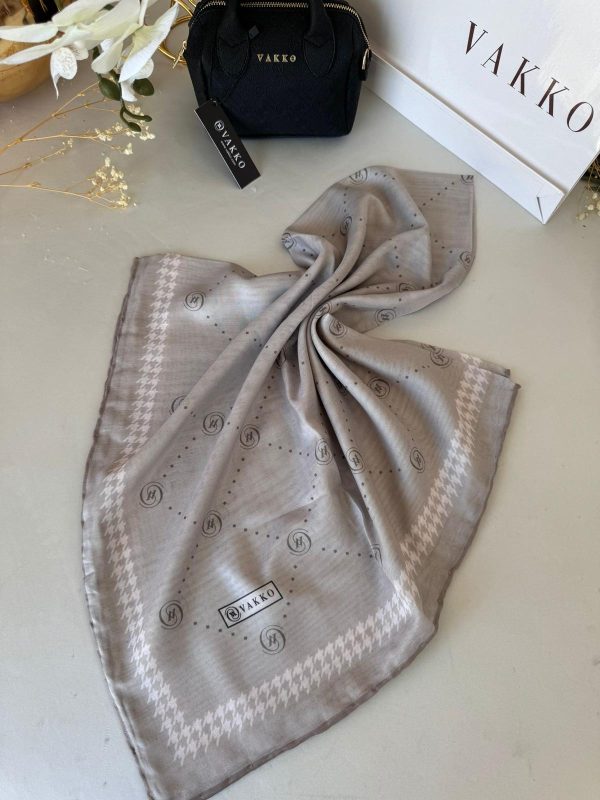 Vakko Kazayağı Desen Pamuk Soft Eşarp 36589 – Taş