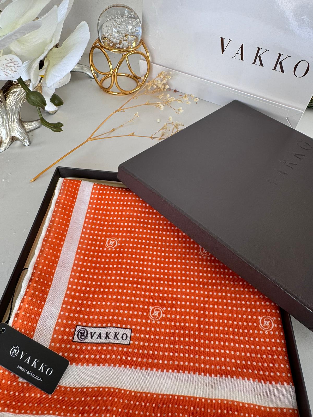 Vakko Puantiye Desen Pamuk Soft Eşarp 26489 - Turuncu